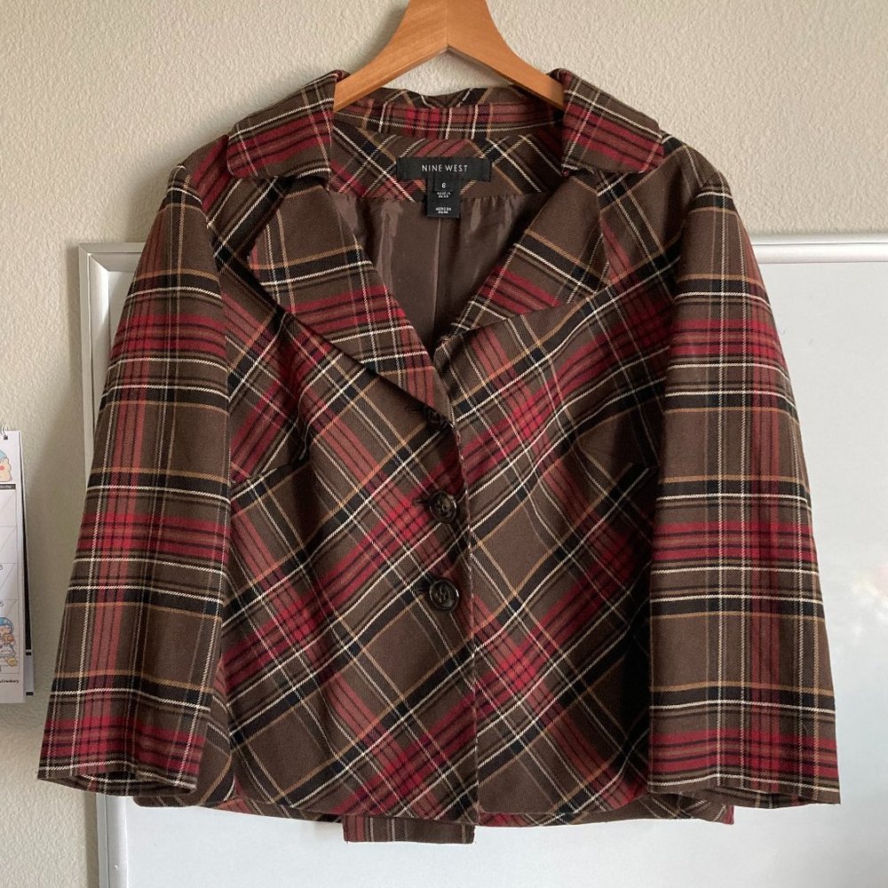 Early 2000s Plaid large button jacket by Nine West